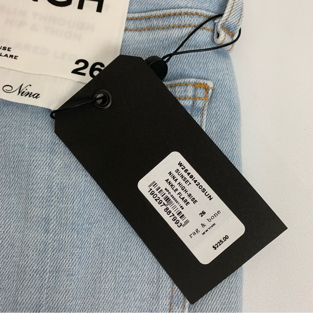 Rag & Bone Nina High Rise Ankle Flare Jeans Light Wash Denim Women’s Size 26 NWT - Picture 16 of 16